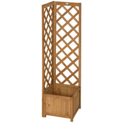 Wooden Raised Corner Garden Planter with Trellis and Drainage, Ideal For Small Spaces Outsunny