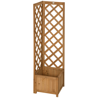 Wooden Raised Corner Garden Planter with Trellis and Drainage, Ideal For Small Spaces Outsunny