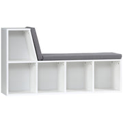 Bookcase Storage Shelf With Padded Reading Seat For Study Or Lounge Use, White