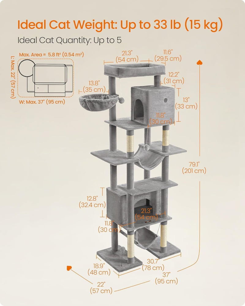 Tall Multi Level Cat Tree Tower with Scratching Posts for Indoor Cats by Feandrea