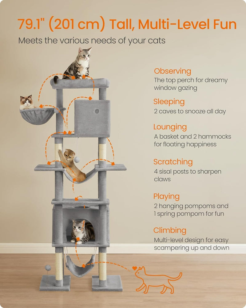 Tall Multi Level Cat Tree Tower with Scratching Posts for Indoor Cats by Feandrea