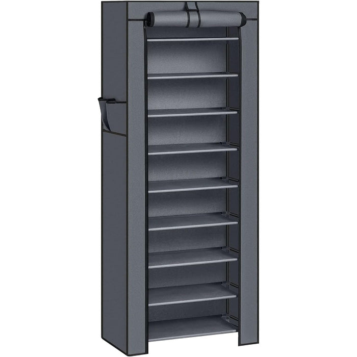 Tall Shoe Rack With Cover, Grey