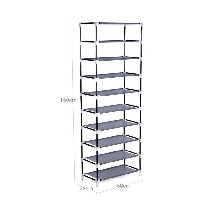 Tall Shoe Rack With Cover, Grey