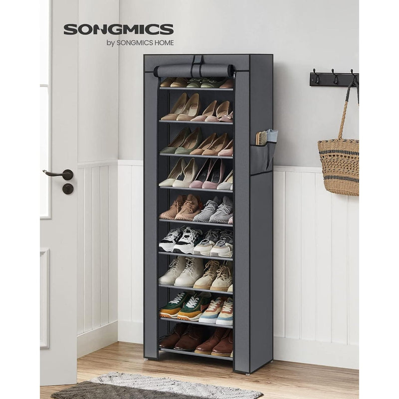 Songmics Tall Shoe Rack With Cover, Grey
