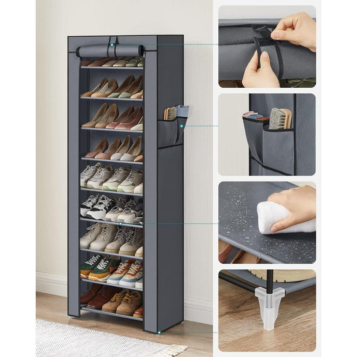 Tall Shoe Rack With Cover, Grey