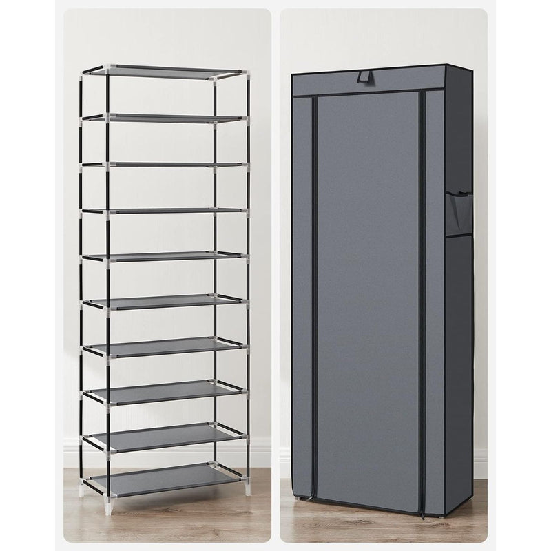 Songmics Tall Shoe Rack With Cover, Grey