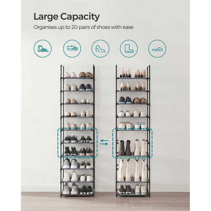 Songmics Tall Narrow Shoe Rack 10 Tier