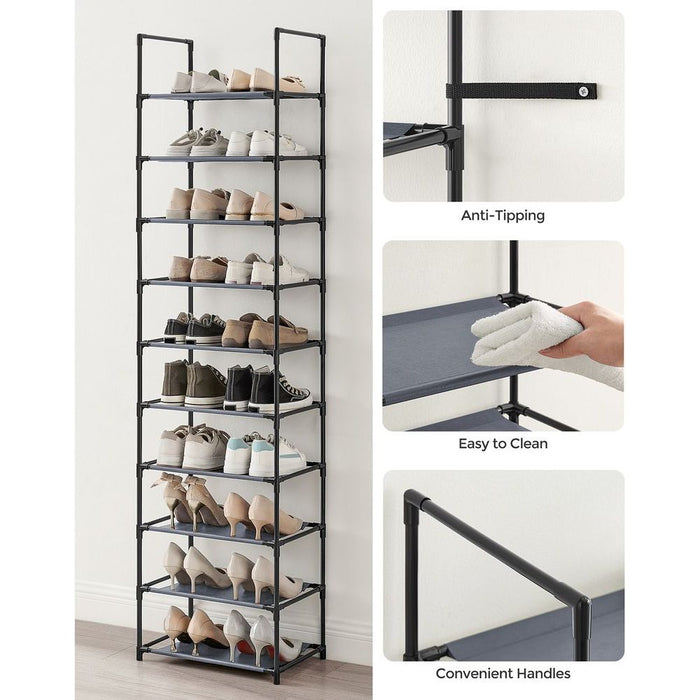 Songmics Tall Narrow Shoe Rack 10 Tier