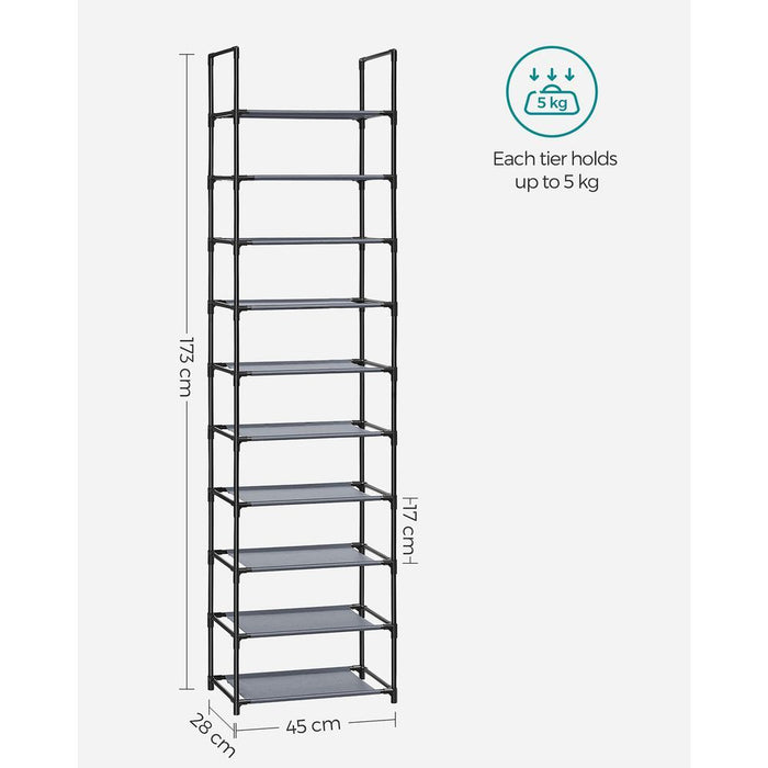 Songmics Tall Narrow Shoe Rack 10 Tier