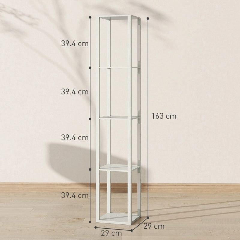Tall LED Floor Lamp With Shelves and Adjustable Brightness For Living Room