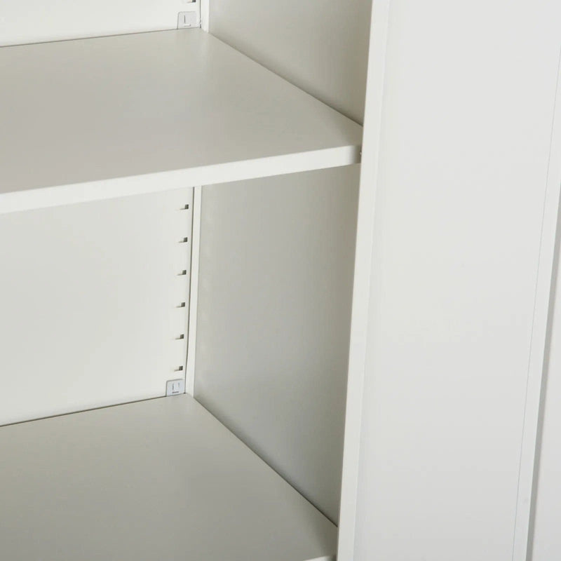 Image of a Tall Lockable Office Cupboard With Two Doors in White.