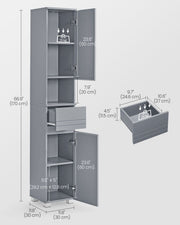 Tall Slim Bathroom Storage Cabinet with Drawer by Vasagle