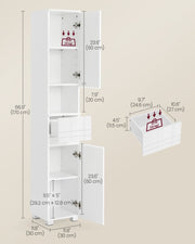 Tall Slim Bathroom Storage Cabinet with Drawer by Vasagle