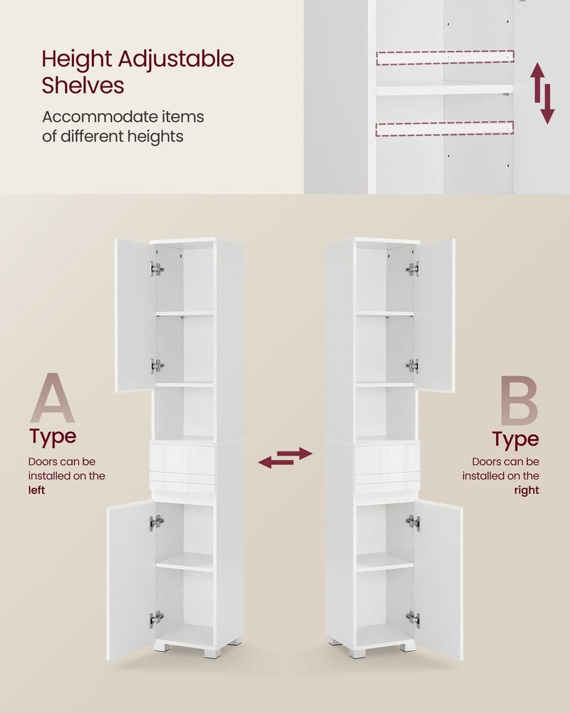 Tall Slim Bathroom Storage Cabinet with Drawer by Vasagle