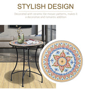 Outsunny Φ60cm Mosaic Outdoor Patio Table - Red AOSOM