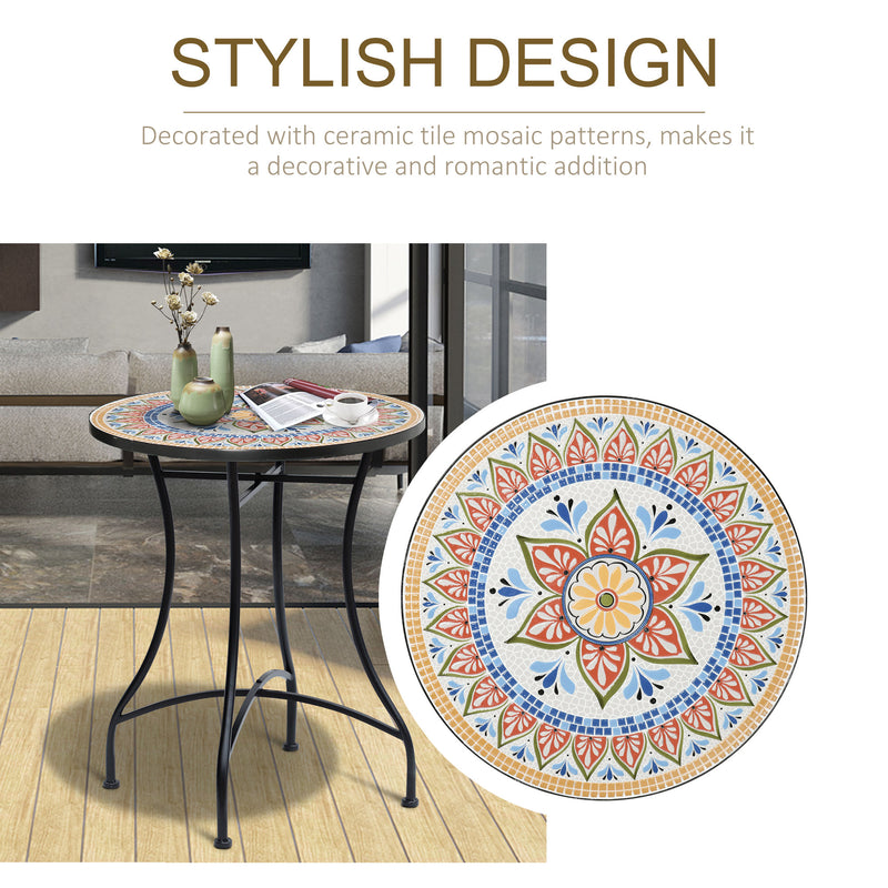 Outsunny Φ60cm Mosaic Outdoor Patio Table - Red AOSOM