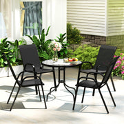 Five Piece Black Steel Patio Set with Glass Top Table by Outsunny