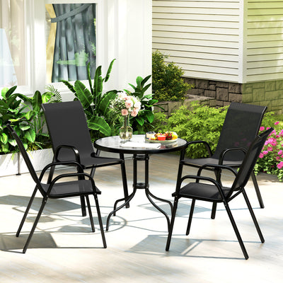 Five Piece Black Steel Patio Set with Glass Top Table by Outsunny