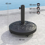 21kg Parasol Base with Wheels for Secure Garden Umbrella Support and Easy Movement Black Outsunny