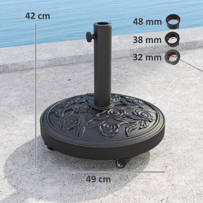 21kg Parasol Base with Wheels for Secure Garden Umbrella Support and Easy Movement Black Outsunny