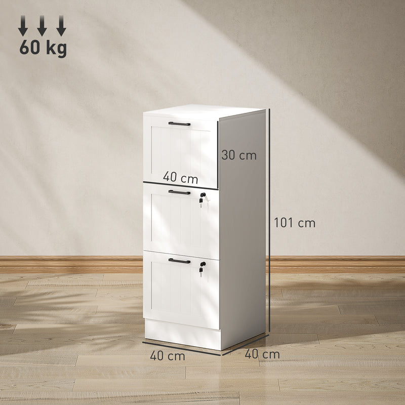 Lockable Desk Drawer Cabinet for Secure Home Office Paperwork Organisation White