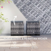 Set of 2 Rattan Storage Ottomans with Cushions for Garden Balcony and Living Room Dark Grey by Outsunny