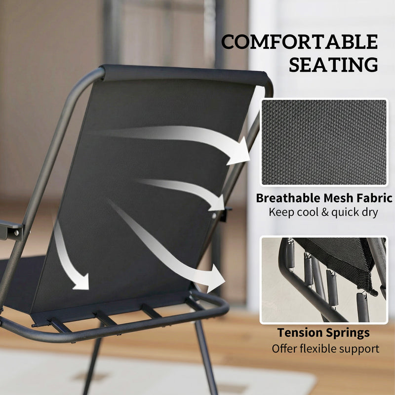 4 Seater Patio Dining Set with Folding Chairs and Parasol for Outdoor Meals, Black