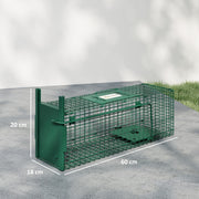 Heavy Duty Metal Rat Trap Cage for Small Animal Control with Single Door Dark Green AOSOM