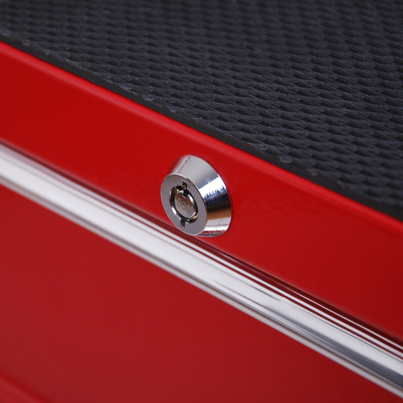 Lockable 5 Drawer Steel Tool Chest on Wheels with Side Handle for Garage or Workshop Red