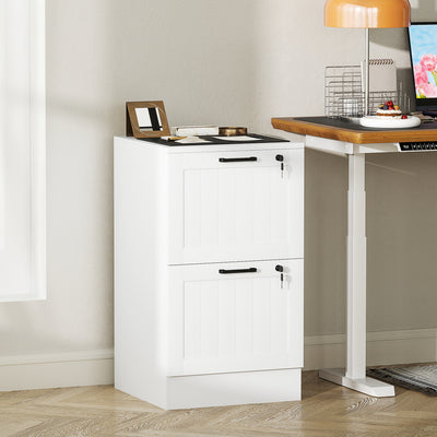 2 Drawer Lockable Filing Cabinet with Adjustable A4 File Bars for Office Storage White