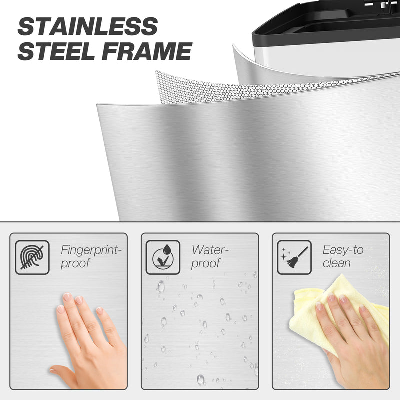 40L Dual Compartment Stainless Steel Kitchen Bin with Deodorisers Silver by Homcom