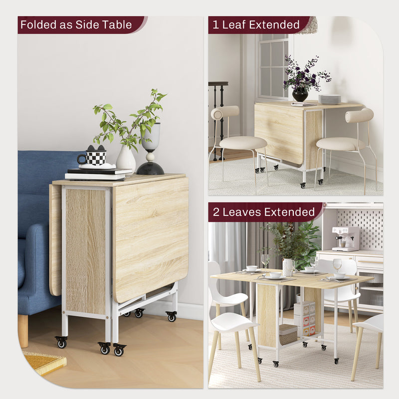 Extendable Six Seater Drop Leaf Dining Table Ideal for Family Meals Natural White