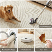 Living Room Rug with Thick Soft Pile and Slip Resistant Backing Cream AOSOM