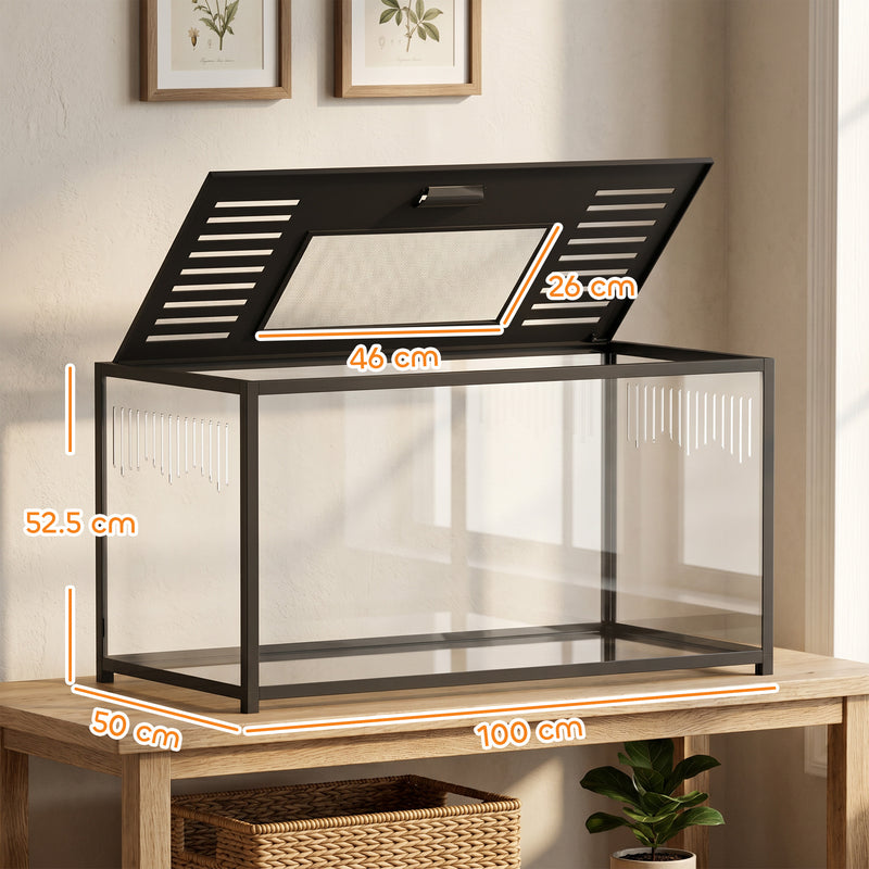 Hamster Cage with Deep Base for Natural Digging and Easy Cleaning Black Transparent