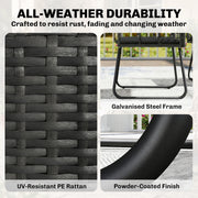 Rattan Garden Furniture Set for Small Patios or Balconies with Cushions and Coffee Table Black Outsunny