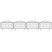 8 Piece Rustproof Metal Garden Fence Panels for Flower Beds and Pet Barrier, Black