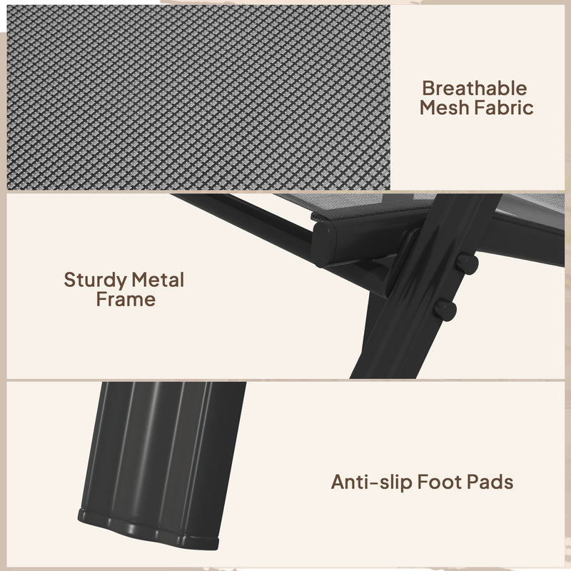 Set of Four Black Stackable Mesh Garden Chairs Lightweight and Durable by Outsunny