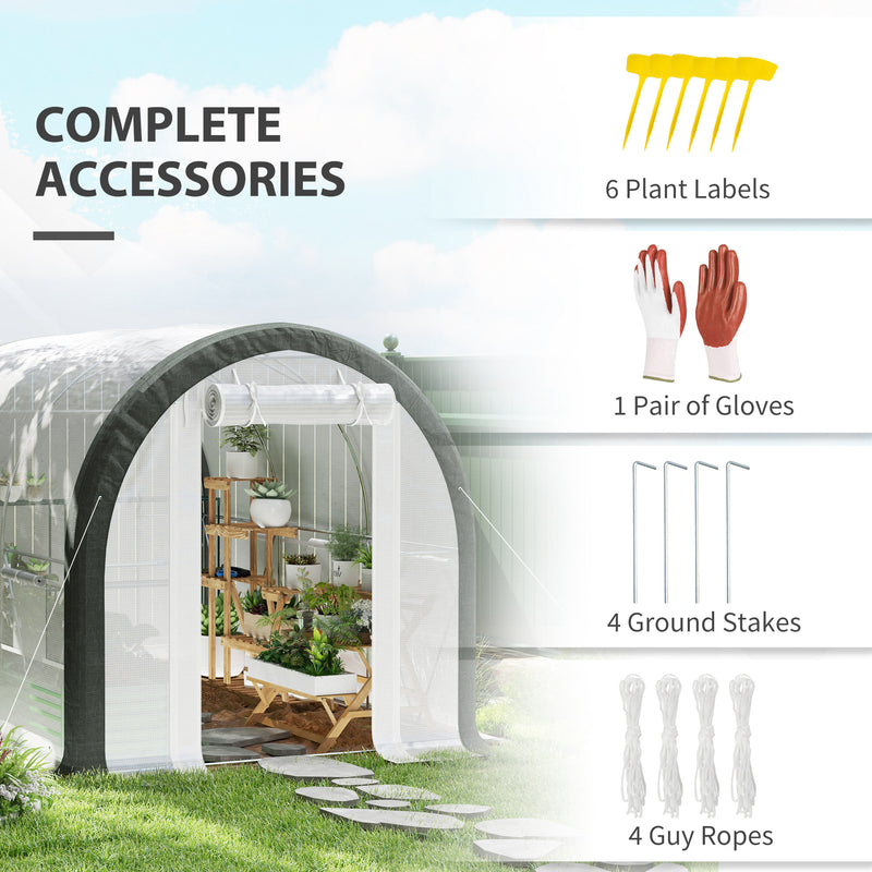 White 3x2m Walk In Tunnel Greenhouse Steel Frame by Outsunny