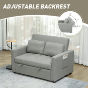 Light Grey Velvet Feel Two Seater Sofa Bed with Cushioned Backrest by HOMCOM