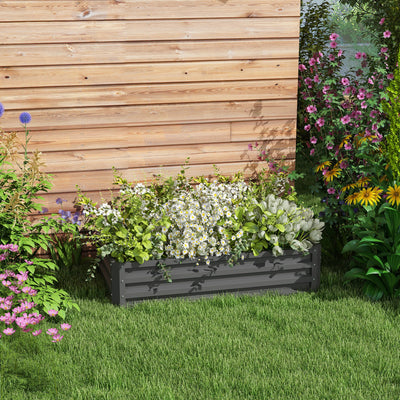Light Grey Steel Raised Garden Bed for Vegetables Herbs and Flowers 120 x 60 x 30 cm
