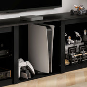 Black 65 Inch TV Stand with LED Lights and Storage by HOMCOM