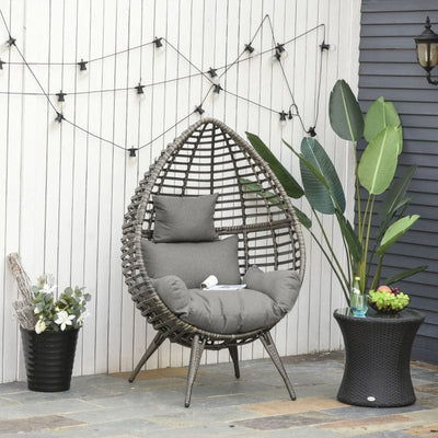 Rattan Egg Chair With Legs, Teardrop Shape, Indoor/Outdoor Outsunny