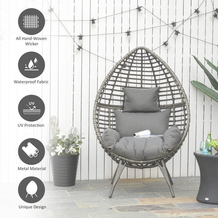 Rattan Egg Chair With Legs, Teardrop Shape, Indoor/Outdoor