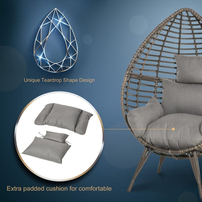 Rattan Egg Chair With Legs, Teardrop Shape, Indoor/Outdoor