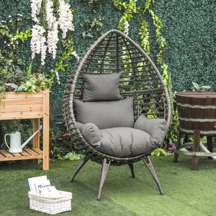 Rattan Egg Chair With Legs, Teardrop Shape, Indoor/Outdoor