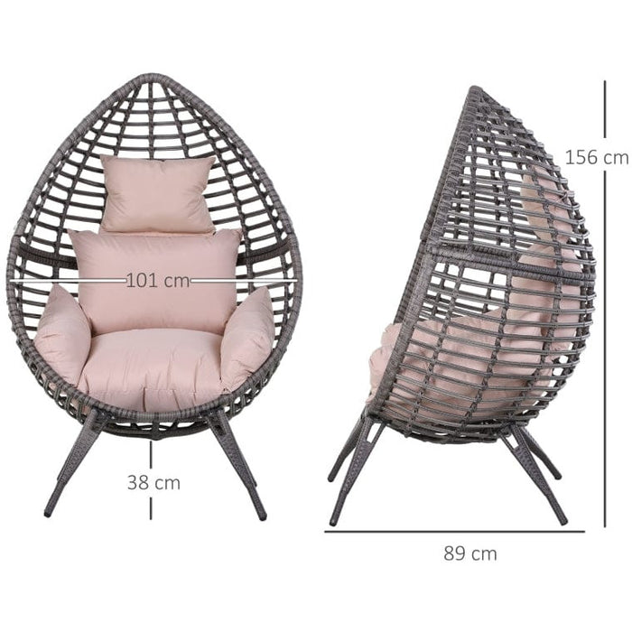 Rattan Egg Chair With Legs, Teardrop Shape, Indoor/Outdoor