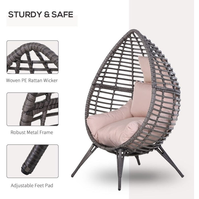 Rattan Egg Chair With Legs, Teardrop Shape, Indoor/Outdoor