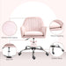 Pink Velvet Swivel Desk Chair with Adjustable Height and Wheels by HOMCOM