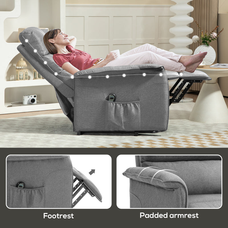 Electric Riser Recliner Armchair with Remote Control and Padded Footrest for Comfort Grey