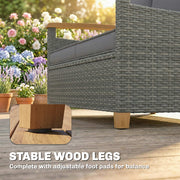 2 Seater Garden Rattan Sofa with Thick Cushions and Supportive Armrests for Outdoor Relaxing Dark Grey Outsunny